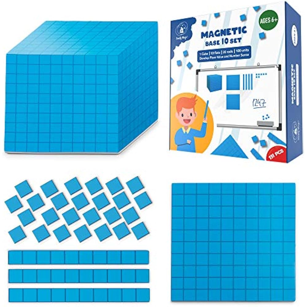 131 PCS Jumbo Magnetic Base Ten Blocks Place Value Math Manipulatives