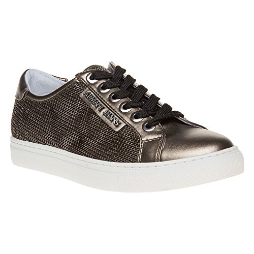 Armani Jeans Metallic Mesh Lace Up Womens Sneakers Metallic