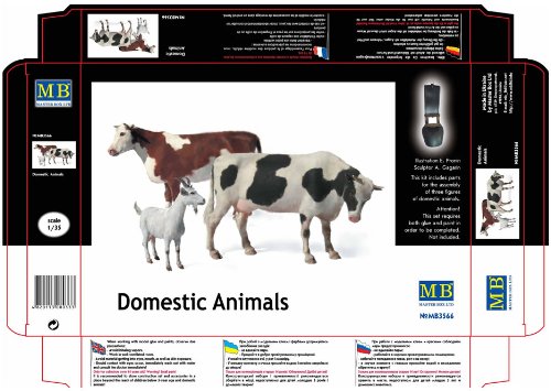 Master Box Domestic Animals (2 Cows and 1 Goat) Figure Model Building Kits (1:35 Scale)