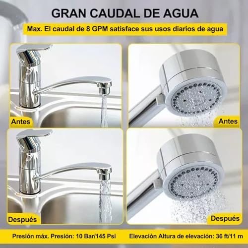 Bomba Presurizadora Automatica 1/6 Hp,110V 180W Presurizador de Agua Alto Voltaje,Bomba Presurizadora Auto y Silenciosa,Agua Mejora la presión Del En Tu Hogar para Riego Regadera Lavadora Baños
