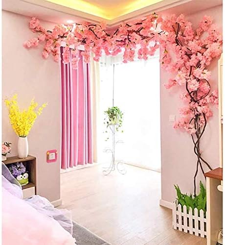 家の庭の装飾 造花ピンクシミュレーション桜の木偽ブドウの木ウェディングパーティー