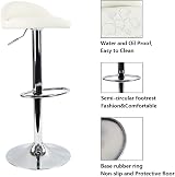 KKTONER PU Leather Round Bar Stool with Back Rest White Adjustable Swivel view 5