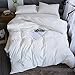 FACE TWO FACE Bedding Duvet Cover Set100% Washed Cotton Duvet Cover Linen Like Textured Breathable Durable Soft Comfy(King, White)
