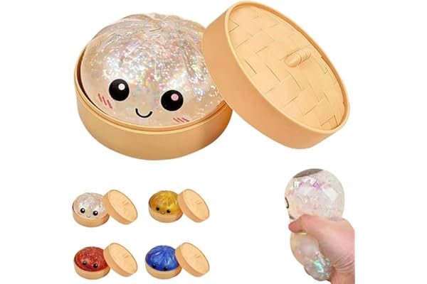 Dumpling Squishies Toy, 2026 New Glitter Dumpling Mystery Box Colorful Dumplings Stress Balls Fidget Sensory Toy for Stress Relief (Glitter White)