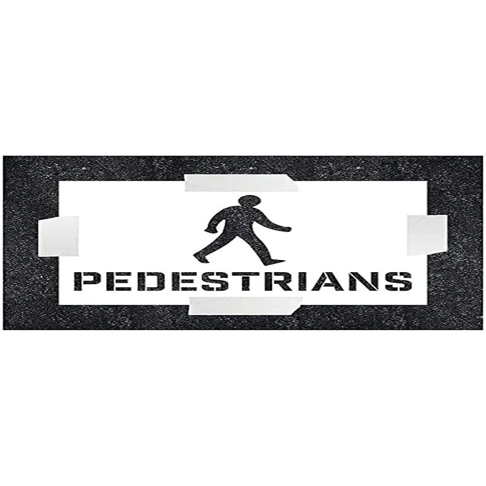 V Safety Pedestrians With Icon Stencil - 600x400mm - 1.1mm Polypropylene