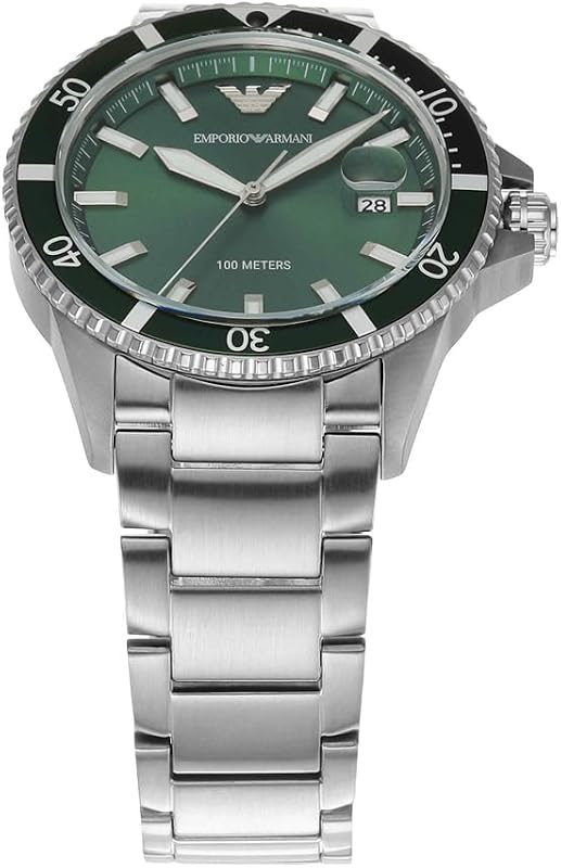Uhr für Herren, DreizeigerDatumswerk, 42mm Silbernes Edelstahlgehäuse mit Edelstahlarmband, AR11338