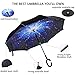 ELOVTOP Inverted Umbrella, Windproof Cars Double Layer Folding Reverse Umbrella (Star Sky)