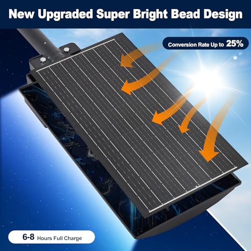 6000W Solar Street Light Outdoor, 8500K Super Bright Commercial Parking Lot Dusk to Dawn Waterproof Lights, LED Solar Security Motion Sensor Lamps for Court, Garage, Yard, Road