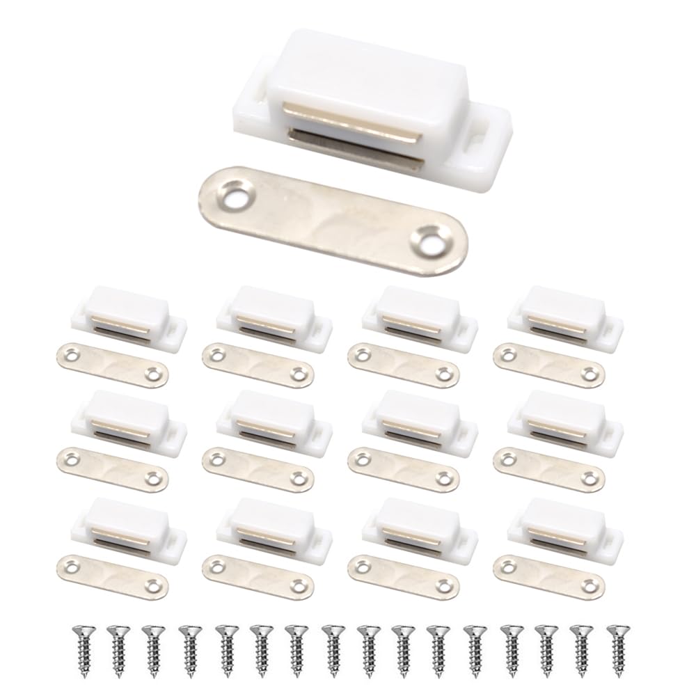 Magnetic Door Catch, Lockimo Cupboard Door Magnets Drawer Magnet Small Cabinet Door Magnetic Catches Latches for Kitchen Wardrobe Magnets Door Closers Magnet Closure 12 Pack White