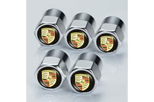 ASGKEB Metal Car Wheel Tire Valve Stem Caps for Porsche 911 718 Taycan Macan Cayman Boxster GT3 GTS Panamera Styling Decoration Silver Accessories 5pcs Silver Accessory, Silvery bao shi jie