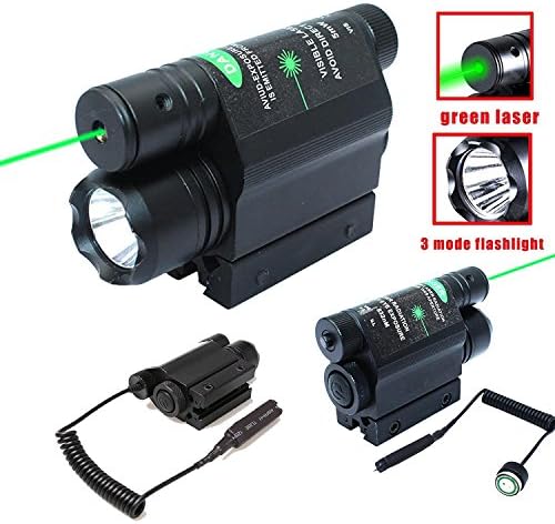 Ledsniper 2-in- 1 Tactical Brightness 500LM LED Light Flashlight with Green Laser Sight Combo Sights