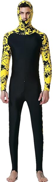 Amazon Lanbaosiメンズウェットスーツsun保護フルボディhooeded One Piece Swimsuit Us サイズ 5l カラー イエロー 水着 通販