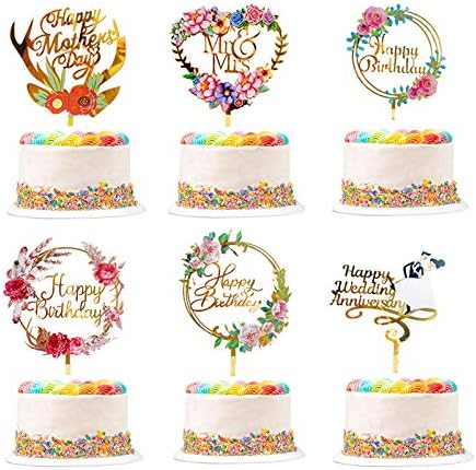 ケーキトッパー 誕生日 結婚式 母の日 アクリル製 ケーキ挿入カード 花 おしゃれ