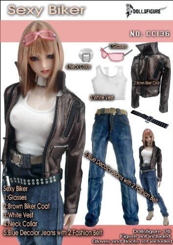 Dolls figure Sexy biker costume set 1/6 figures for costume CC136