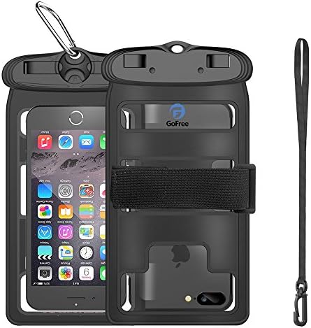 Universal Waterproof case with Armband Carabiner Lanyard Dustproof, Snowproof waterproof cell phone dry bag for iPhone 6 6s 7 Plus Samsung S7 Note 4 (Black-6.3)