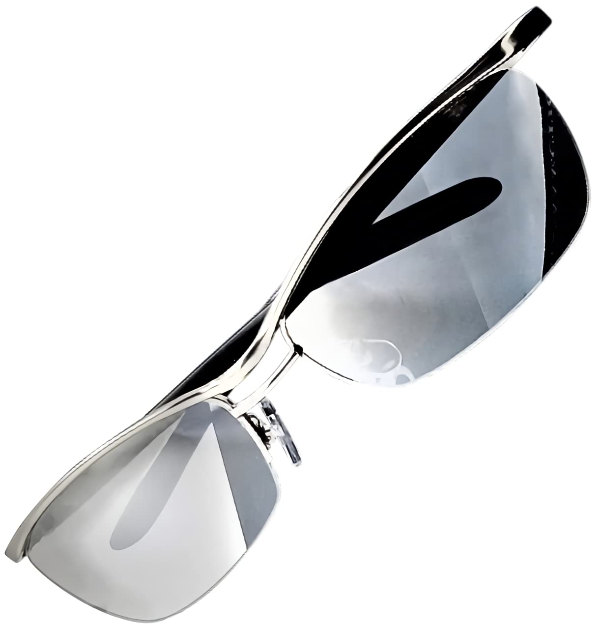 [ZIG's]サングラス メンズ 1年中キマル 昼夜兼用可 運転 カッコいいサングラスケース マットシルバーframe 薄い色 ライトカラー ライトブラウン ハーフミラー クリア UV400 (sa10cl)商品画像