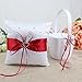 KANECH Wedding Pillow Set, Wedding Flower Basket and Ring Pillow, Red Satin