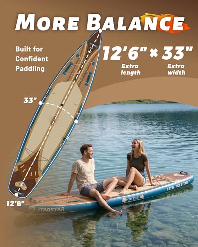 iTAOSTAR Wild 11'×36"/11'6"×34"/12'6"×33" Inflatable Paddle Board with Seat, One-Stop Premium SUP Board Gears, Tailored 5 Fins, Stable Inflatable Stand Up Paddle Boards for Youth/Adults of All Levels