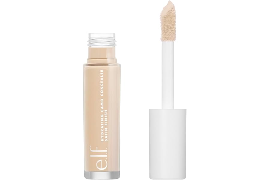 e.l.f. Hydrating Camo Concealer, Covers Blemishes & Under-Eye Circles, Full-Coverage & Delivers A Satin Finish, Vegan & Cruelty-Free, Light Ivory