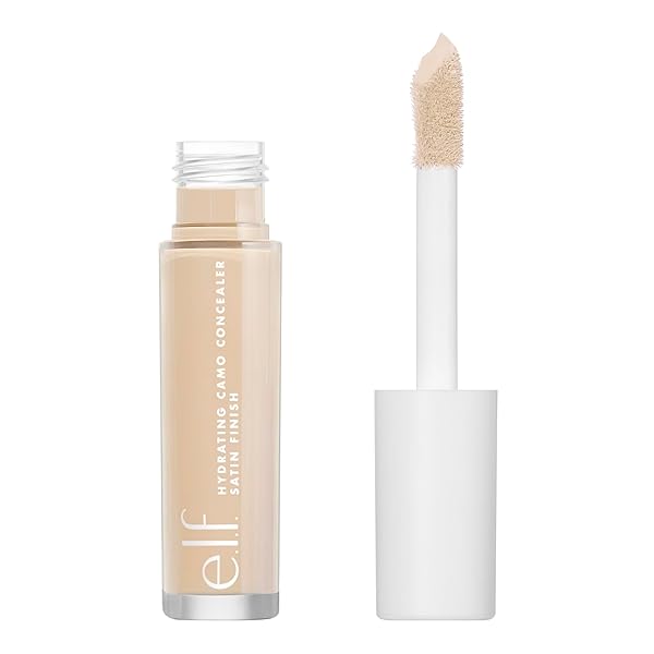 E.L.F. HYDRATING CAMO CONCEALER, COVERS BLEMISHES & UNDER-EYE CIRCLES, FULL-COVERAGE & DELIVERS A SATIN FINISH, VEGAN & CRUELTY-FREE, LIGHT IVORY