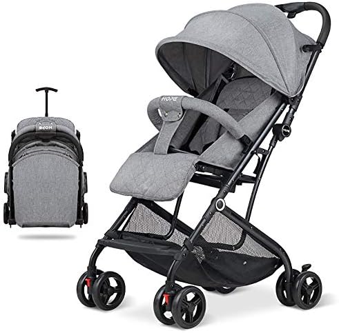 TYUE Stroller light wagon, foldable stroller, one-handed folding, four-wheeled cart made of steel, suitable for 0-3 years old, grey, blue, green, pink,Gray