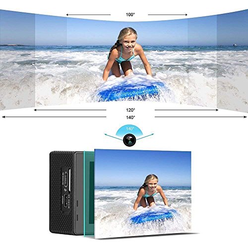 Wuroxa Action Camera 16MP 1080P Underwater Photography Cameras 140 Degree Ultra Wide Angle Lens with 2 Pcs Rechargeable Batteries and Mounting Accessories Kits - Black02 - Thumbnail 4
