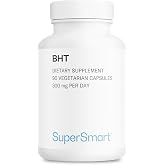 Supersmart - BHT Supplement 300mg per Day - Butylated Hydroxytoluene | Non-GMO &amp; Gluten Free - 90 Vegetarian Capsules