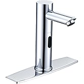 Automatic Sensor Touchless Bathroom Faucet, Waterfall Single Hole Bathroom Sink Faucet Stainless Steel, Hands Free Motion Sensor Lavatory Faucet with Hole Cover Plate (Regular Version, Black)