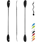 OCEANBROAD Kayak Paddle 86in/218cm, 90.5in/230cm, 95in/241cm Alloy Shaft Kayaking Boating Canoeing Oar with Paddle Leash