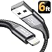 JSAUX Lightning Charger Cable 6ft,[Apple MFi Certified] Braided Cord Compatible for iPhone X / 8/8 Plus / 7/7 Plus / 6 S/6S Plus / 5/ 5S,iPad Air/Air 2/ Mini/pro (Space Grey)