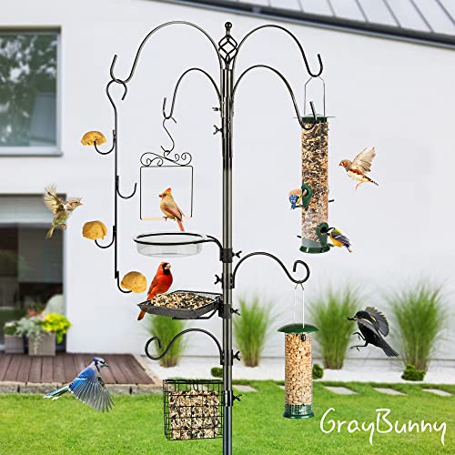Gray Bunny Deluxe Bird Feeder Stand 91” 9Hook Bird Feeding Station for