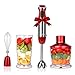 KOIOS Powerful 500 Watt Hand Blender Setting 6-12 Variable Speeds,4-in-1 Immersion Blender Includes Food Processor, BPA-Free Beaker and Stainless Steel Egg Whisk - Rose Red