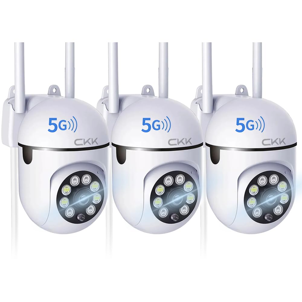 Photo 1 of CKK 1080P Security Camera Wireless, 3 Pcs 2MP PTZ WiFi Home Camera (2.4G/5G Dual-Band), 360° Pan/Tilt, Color Night Vision, Motion Alerts, 2-Way Audio, Compatible with Alexa, SD/Cloud Storage