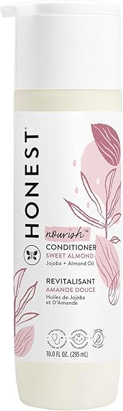 THE HONEST COMPANY SILICONE-FREE CONDITIONER | GENTLE FOR BABY | NATURALLY DERIVED, TEAR-FREE, HYPOALLERGENIC | SWEET ALMOND NOURISH, 10 FL OZ