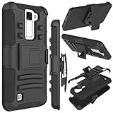 LG K8 Case, Escape 3 Case, Phoenix 2 Case, Zenic(TM) Hybrid Dual Layer Armor Defender Full-body Protective Case Cover with Kickstand & Belt Clip Holster Combo Cover (Black)