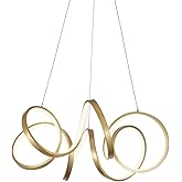 Kuzco Lighting Synergy 24" Chandelier | Antique Brass Finish | White Silicone Diffuser | Modern Sculptural LED Pendant Light 