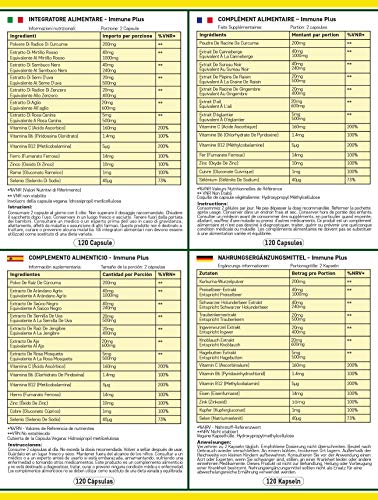 Immun Plus - Vitamine immunsystem stärken mit 14 Vitamine & natürliche Extrakte - enthaltene Vitamin C, Zink, Kurkuma, Selen, Ingwer, Cranberry, Holunder, Knoblauch, Vitamin B12 & Vitamin B6
