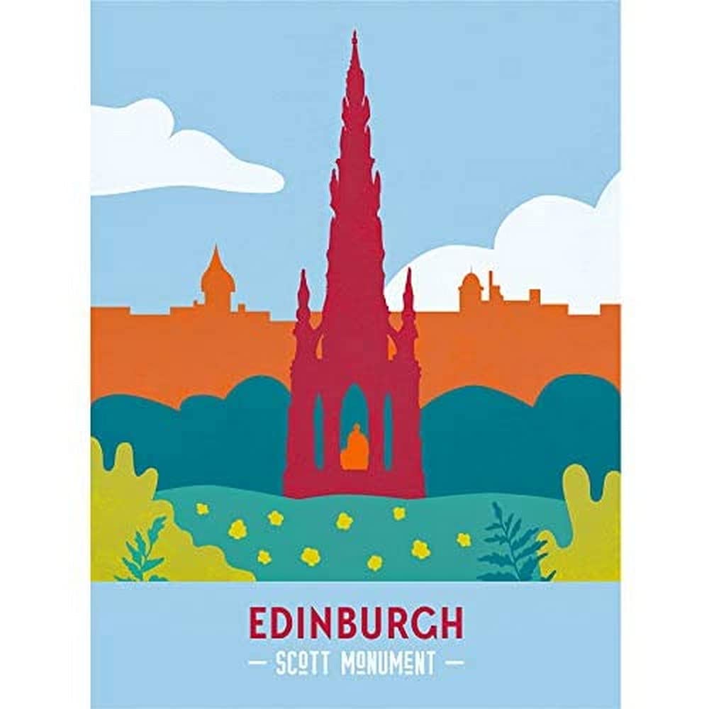 Scotland Travel Edinburgh Scott Monument Retro Canvas Wall Art Print