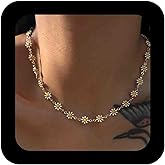 Vacaonio Bohemia White Yellow Daisy Necklace - Enamel Daisy Choker - Spring Flower Necklace - Women's Jewelry