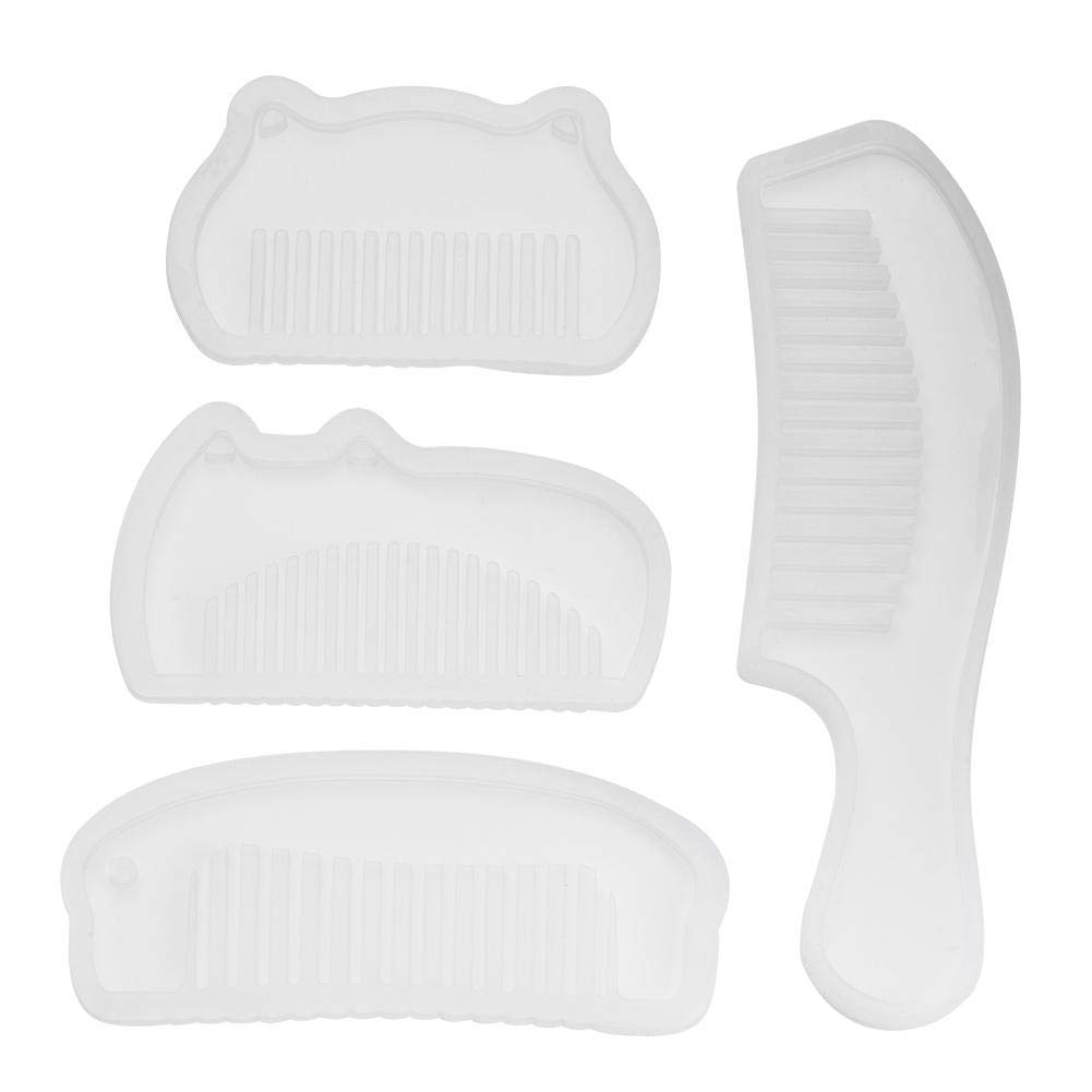 Fydun 4 Pcs/Set Silicone Comb Mould Resin Silicone Comb Molds DIY Casting Mold Transparent Comb DIY Silicone Mold