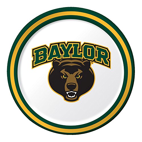 Creative Converting 8 Count Sturdy Style Baylor University Paper Plates (Lunch Size), 7", Green/Gold