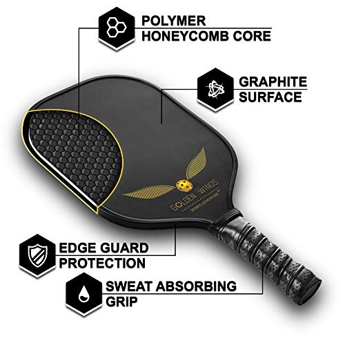Pickleball Paddle Set Of 2 Graphite Pickleball Racket + 4 Pickle Balls Composite Fiberglass