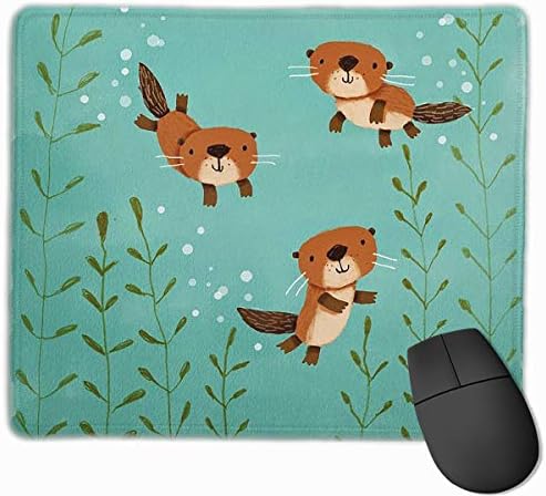 KDCRDIY Non-Slip Mouse Pad Cute Happy Otters Premium Gaming Mouse Pad with Stitched Edge, for Computers, Laptop, 11.8 X 9.8 Inch