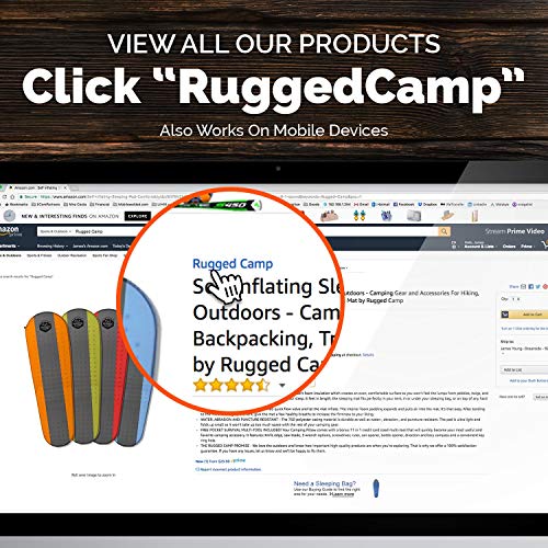 Rugged Camp Self Inflating Sleeping Pad - Sleep Comfortably in The Outdoors - Camping Gear and Accessories for Hiking, Backpacking, Travel - Lightweight and Compact Camping Mat (Blue)