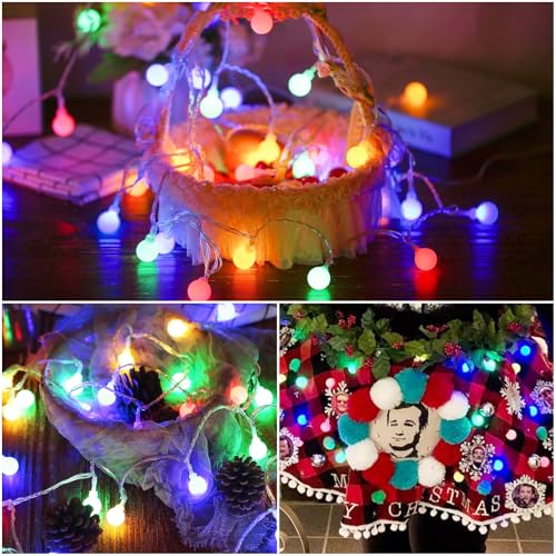 A.bigwhale 30 LED String Lights Battery Operated Ball LED String Lights Christmas String Lights 3M Multi-Coloured Globe Fairy Lights for Indoor, Balcony, Terrace, Garden, Parties, Christmas, Wedding