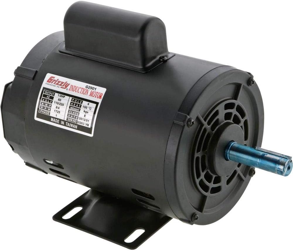 Grizzly Industrial G2901 - Motor 1/2 HP Single-Phase 1725 RPM Open 110V/220V - Power Milling Machine Accessories - 
