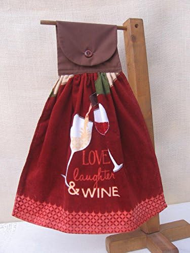 Wine Theme Hanging Kitchen Towel with Decorative Border