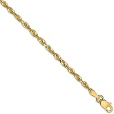 FB Jewels Solid 14K Yellow Gold 2.5mm Diamond-Cut Extra-Light Rope Chain