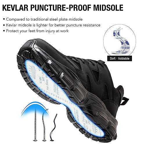 Safety Shoes for Women Lightweight Comfortable Work Shoes with Steel Toe Non-Slip Sports Safety Footwear