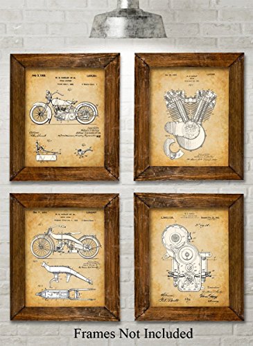Original harley davidson patent art prints - set of fou…